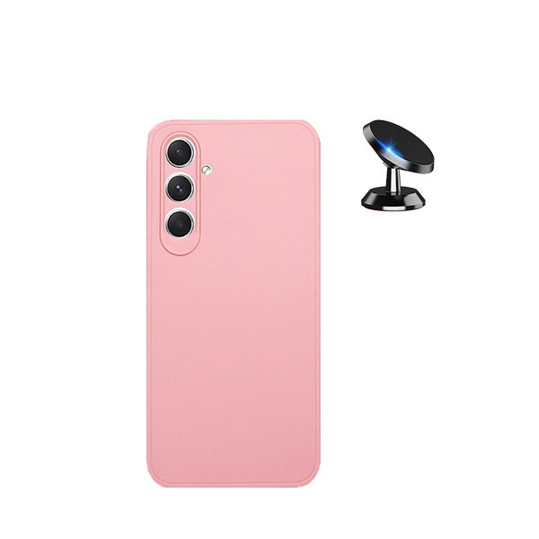 Funda de silicona líquida y soporte magnético para Samsung Galaxy M15 5G - Rosa