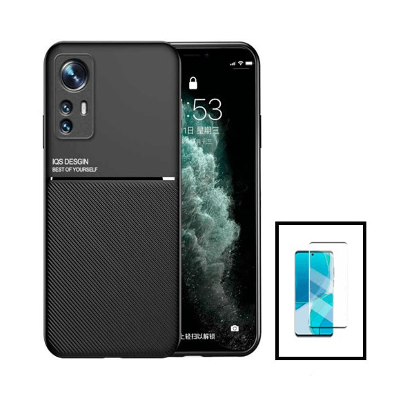 Magnetic Lux case with curved full-cover tempered glass for Xiaomi 12 Pro - Black