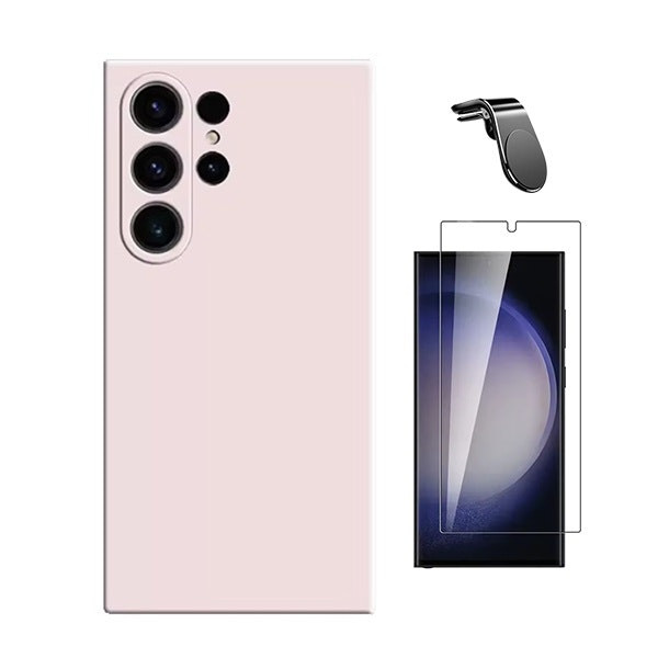 Kit vidrio templado, funda silicona líquida y soporte magnético para Samsung Galaxy S25 Ultra