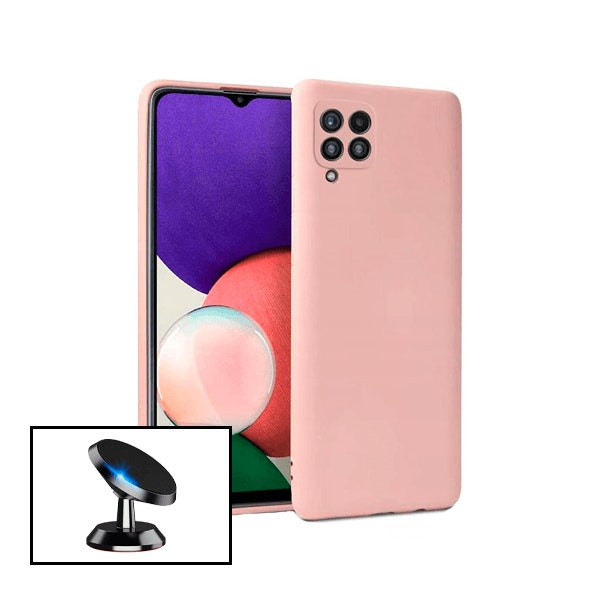Funda de silicona líquida para Samsung Galaxy M22 y soporte magnético