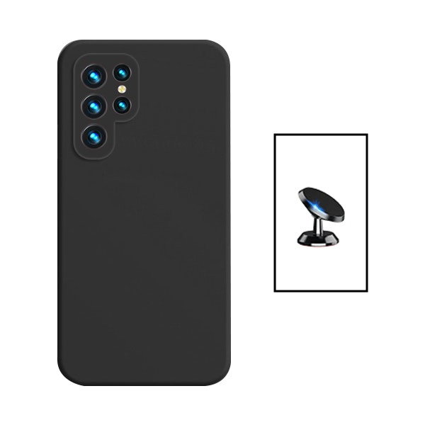 Soporte magnético para coche y funda de silicona líquida para Galaxy S24 Ultra
