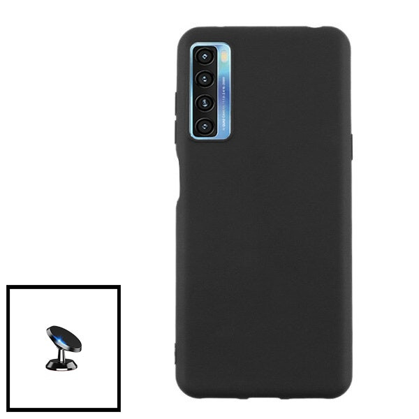Funda de silicona líquida y soporte magnético para coche para TCL 20 5G