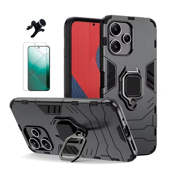 Kit película hydrogel con funda Military Defender y soporte magnético para Xiaomi Redmi Note 14