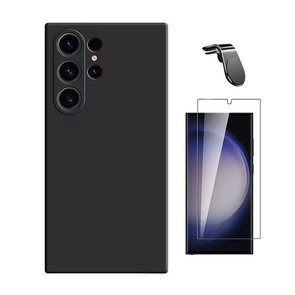 Clearglass tempered glass kit with case and magnetic car mount for Samsung Galaxy S25 Ultra - Black