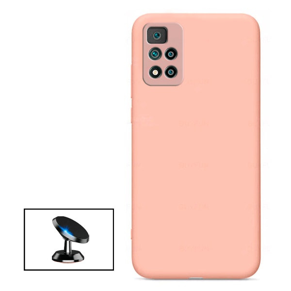 Funda de silicona líquida y soporte magnético para Xiaomi 11i HyperCharge