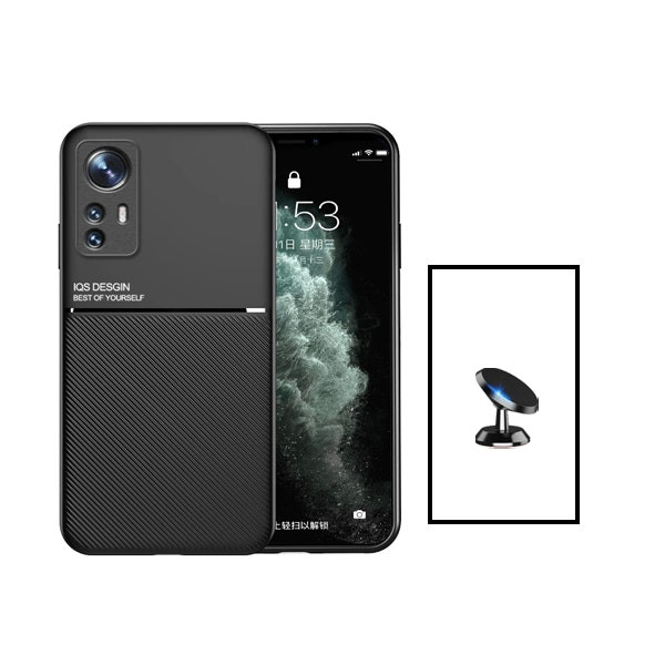 Funda magnética Lux con soporte magnético para coche para Xiaomi 12T - Negro