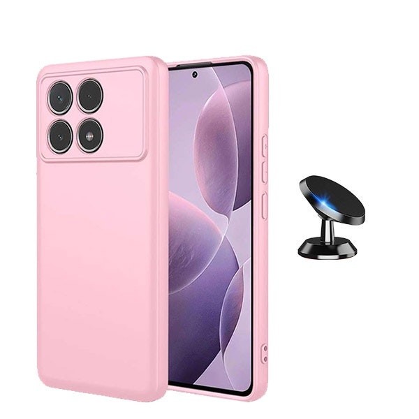 Funda de silicona líquida para Xiaomi Poco F6 Pro + soporte magnético para coche