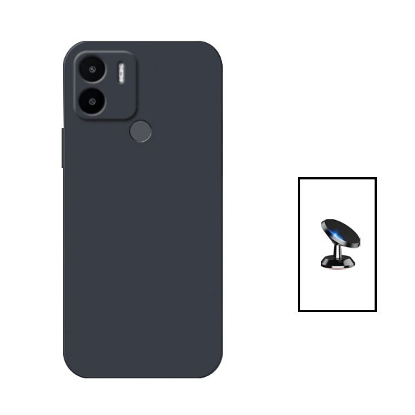 Kit soporte magnético de coche y funda silicona líquida para Xiaomi Redmi A1+ - Negro