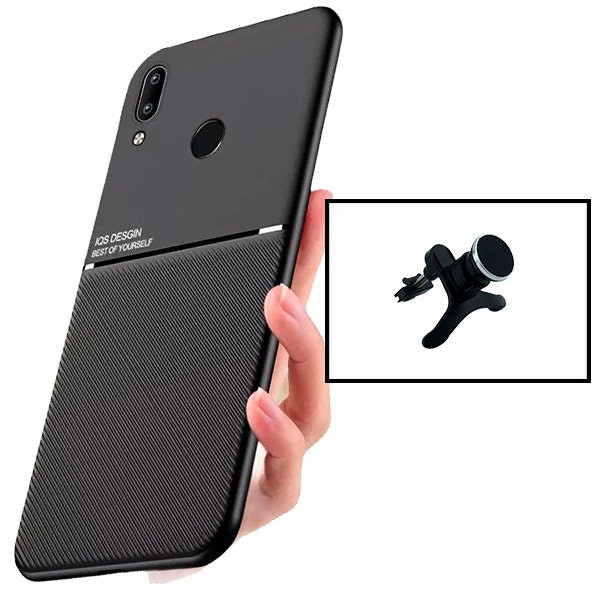 Funda magnética con soporte de coche reforzado para Huawei P Smart 2019