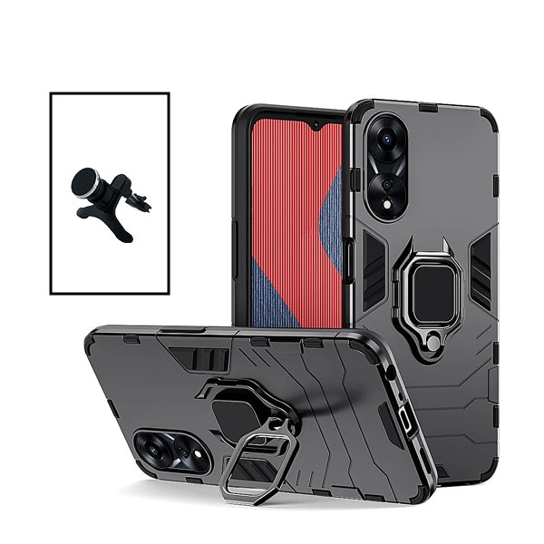 Kit soporte magnético y funda Military Defender para Oppo A58 - Negro
