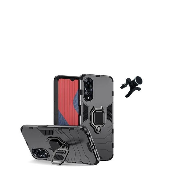 Soporte magnético de coche y funda 3 en 1 Military Defender para Oppo A38 4G