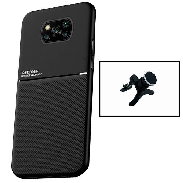 Funda magnética Lux con soporte de coche reforzado para Xiaomi Poco X3 NFC