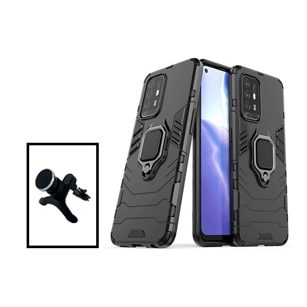Reinforced magnetic car mount and Military Defender 3-in-1 case for Oppo Reno5 Z
