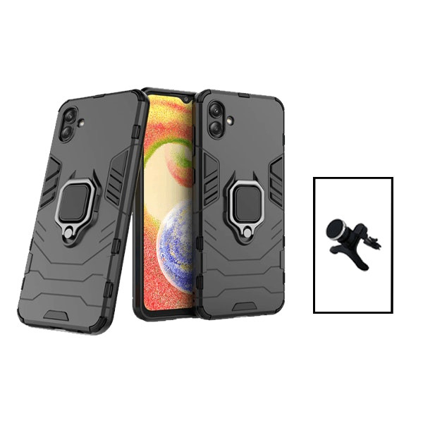 Magnetic car mount and 3-in-1 Military Defender case for Samsung Galaxy A04