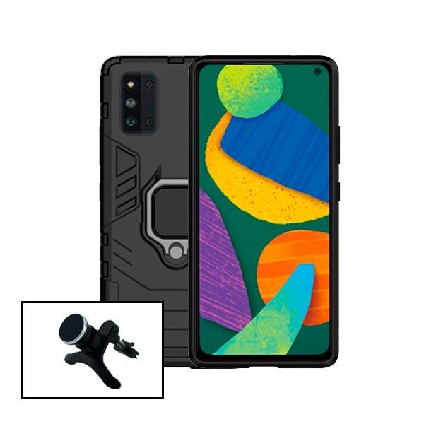 Kit soporte magnético de coche y funda Military Defender para Samsung Galaxy F52 5G