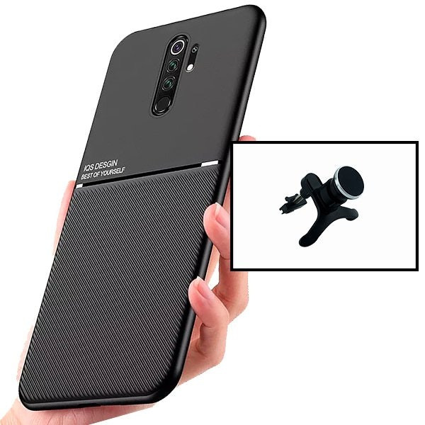 Funda magnética de lujo con soporte magnético de coche para Redmi 9 Prime