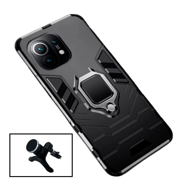 Magnetic reinforced car mount and Military Defender case for Xiaomi Mi 11 Lite
