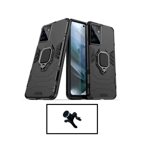 Magnetic car mount and Military Defender case for Galaxy S22 Ultra