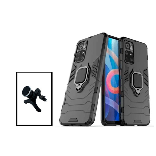Magnetic car mount with Military Defender case for Xiaomi Poco M4 Pro 5G