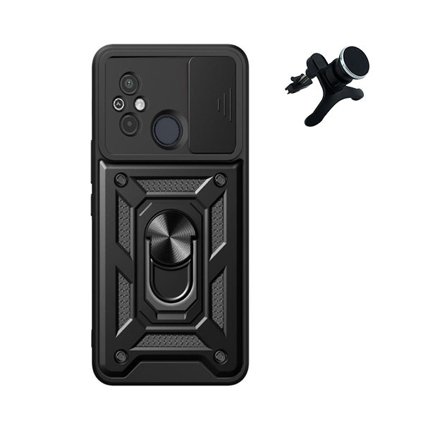 Funda Defender Military con Soporte Magnético y Protección de Cámara para Redmi 12C - Negro