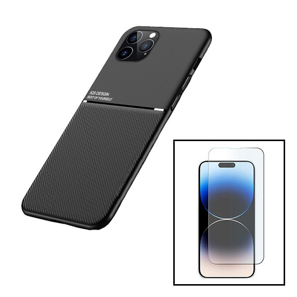 Funda magnética Lux con vidrio templado para iPhone 15 - Negro