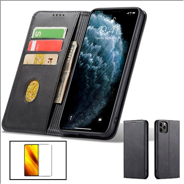 Funda magnetic flip wallet con vidrio full cover para Samsung Galaxy A52
