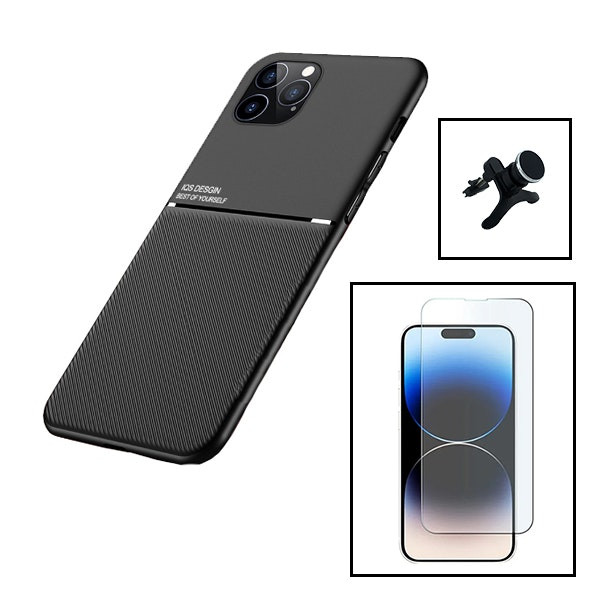 Magnetic case + tempered glass + magnetic car mount for iPhone 15