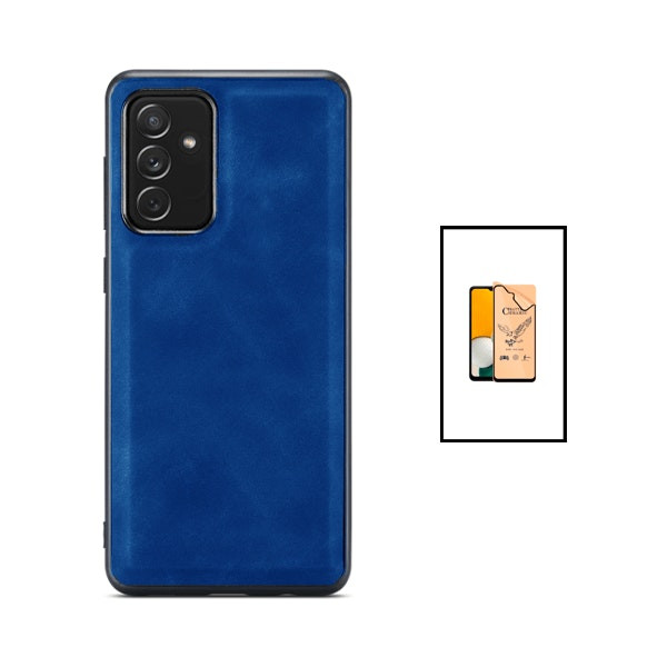 Kit Capa MagneticLeather + CeramicGlass Full Cover para Samsung Galaxy A04s - Azul
