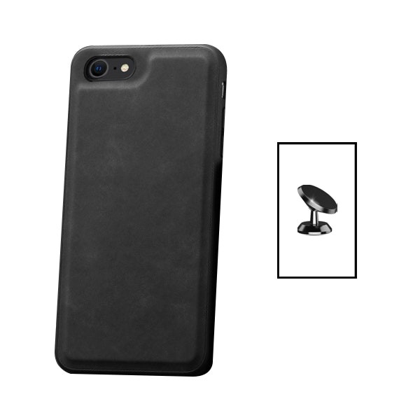 Funda magnética de cuero con soporte magnético para iPhone 7/8/SE (2020/2022) - Negro