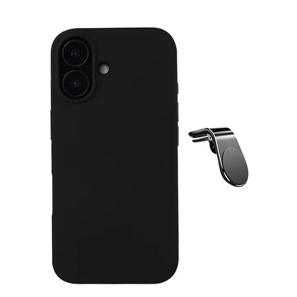 Soporte magnético para coche y funda de silicona líquida para iPhone 16 Plus