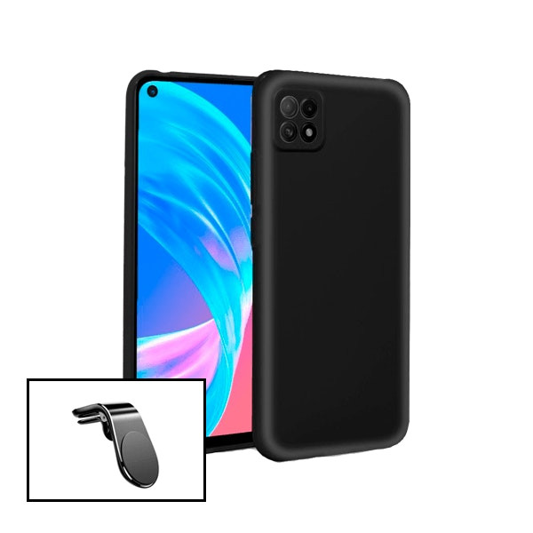 Funda de silicona líquida y soporte magnético para Oppo A73 5G
