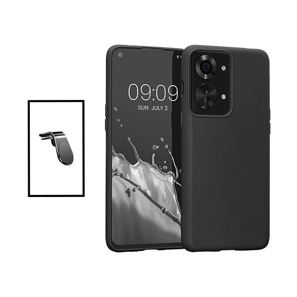 Car magnetic mount and liquid silicone case for OnePlus Nord 2T - Black