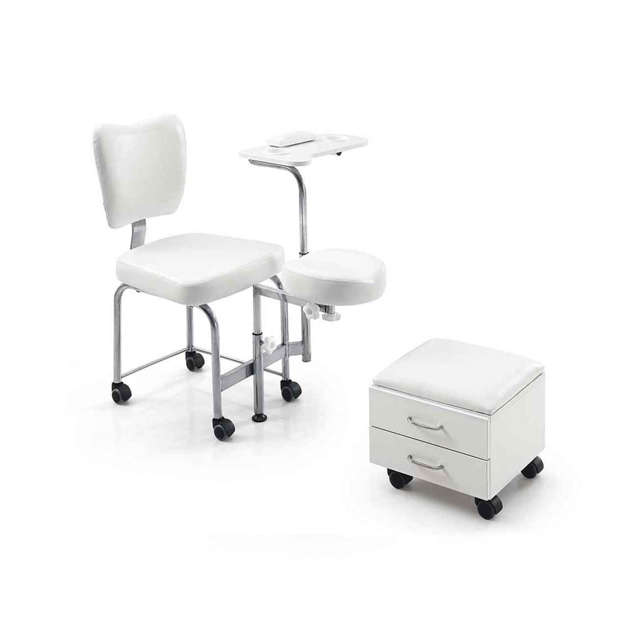 Cadeira de pedicure multifuncional TENDY com banco auxiliar e bandeja lateral
