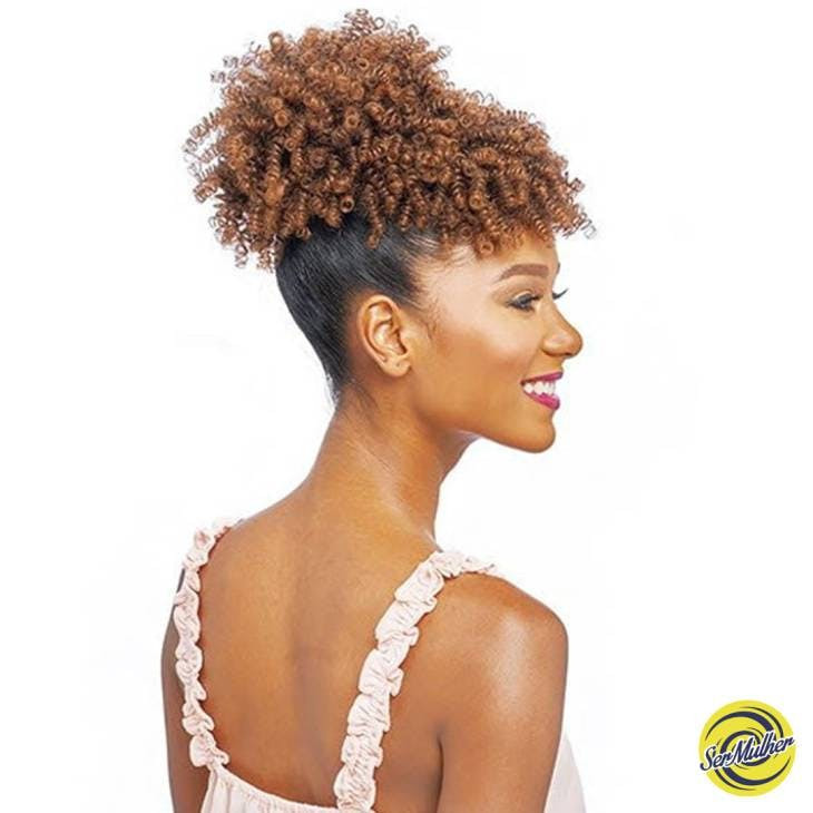 Afro puff sintético DIVINA cor T1B/30 preto/loiro escuro degradé