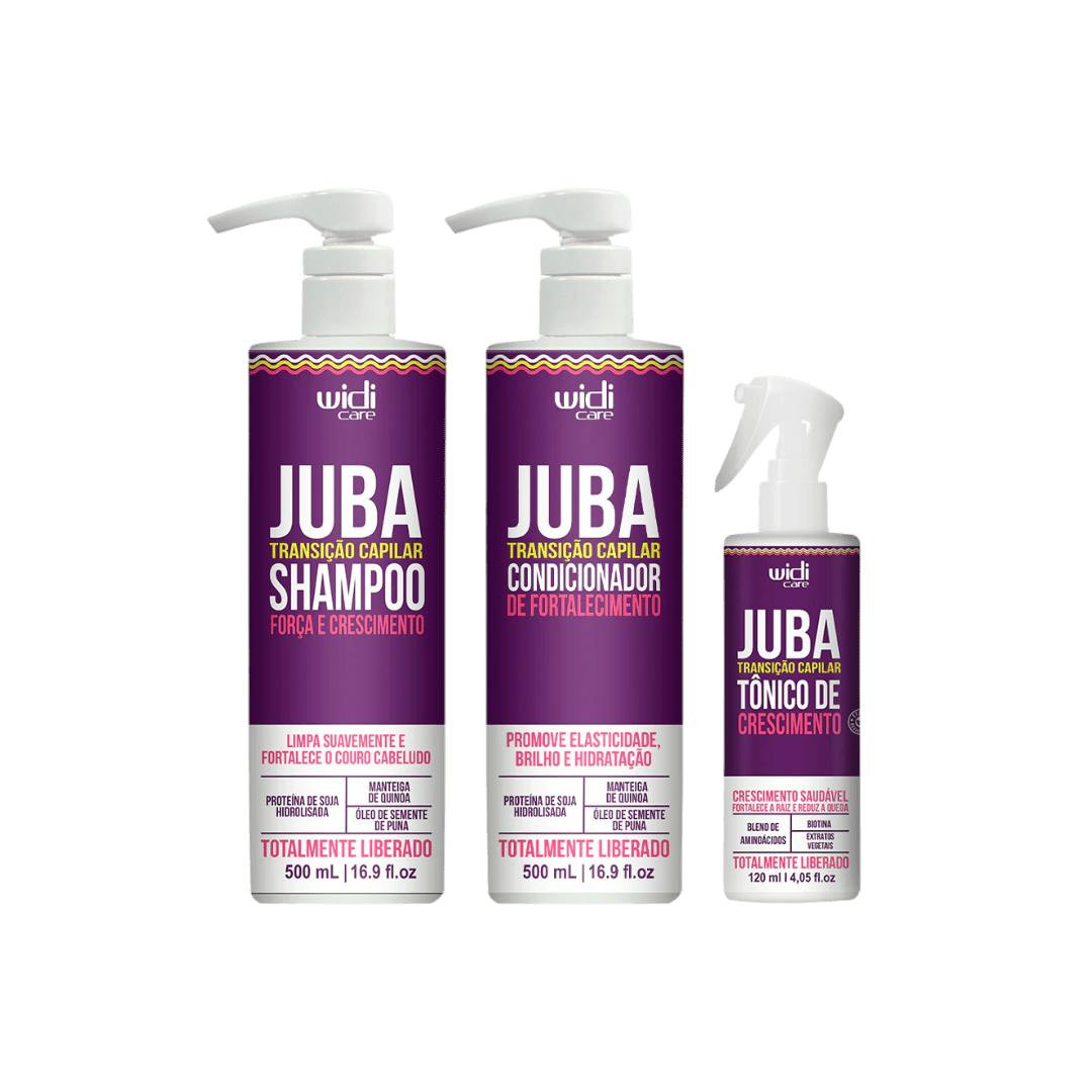 Kit Juba Transição Capilar Shampoo, Condicionador e Tónico de Crescimento