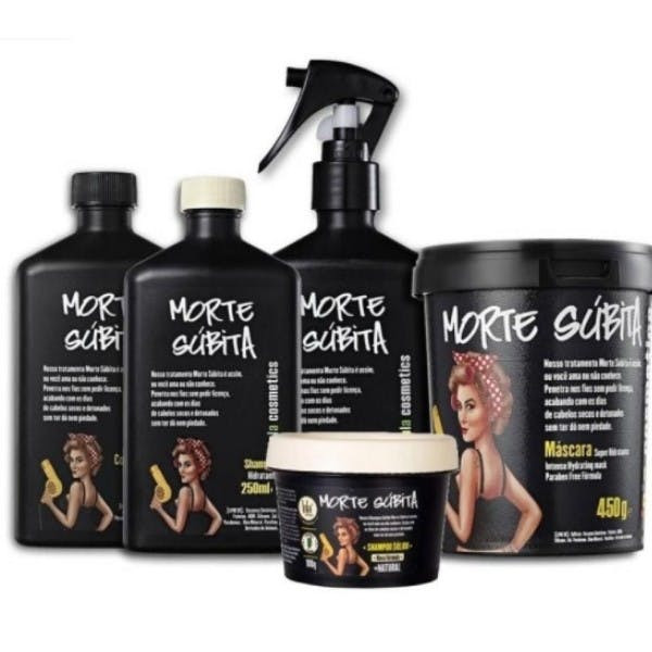 Kit Morte Súbita shampoo sólido, shampoo hidratante, condicionador, máscara e spray reparador