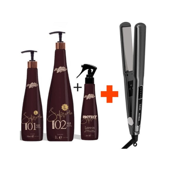 Kit Alisamento Liso Lambido Supreme + Prancha Lizze Extreme 250°C Titânio
