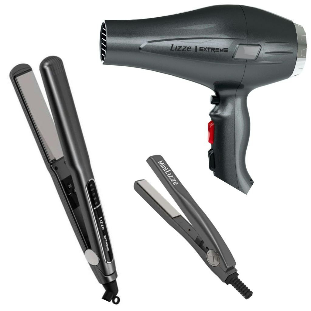 Prancha de cabelo Extreme + Secador 2400W + Mini prancha Lizze
