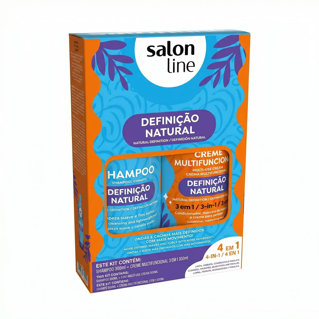 Kit Definição Natural Shampoo e Creme Multifuncional 3 em 1 300ml
