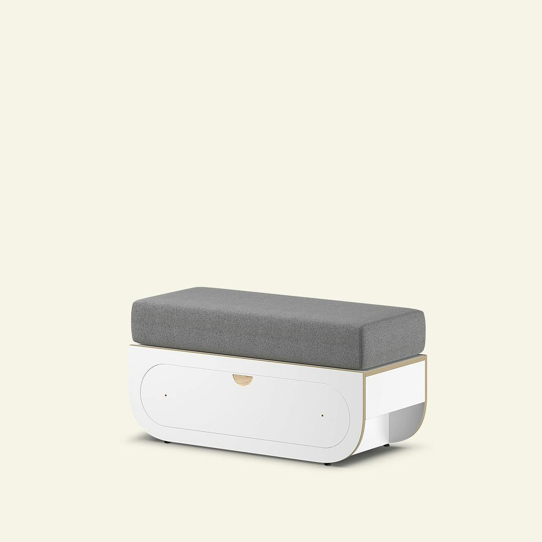 Banco Ikon S compacto em melamina com gaveta e almofada