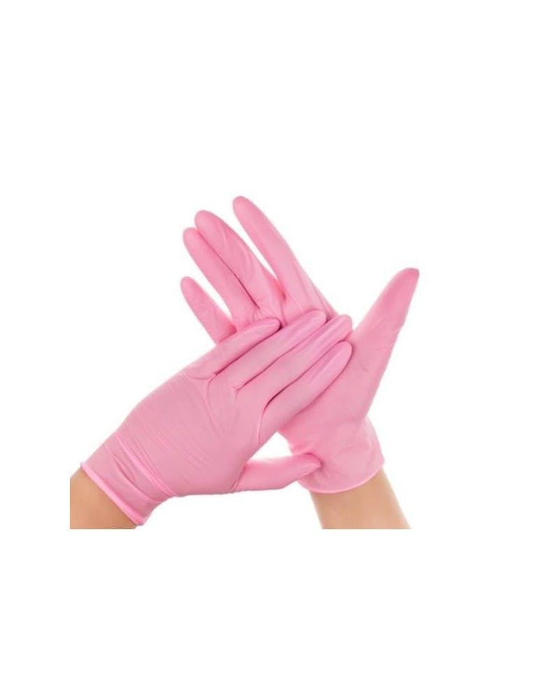 Luvas nitrilo sem pó rosa 100 unidades