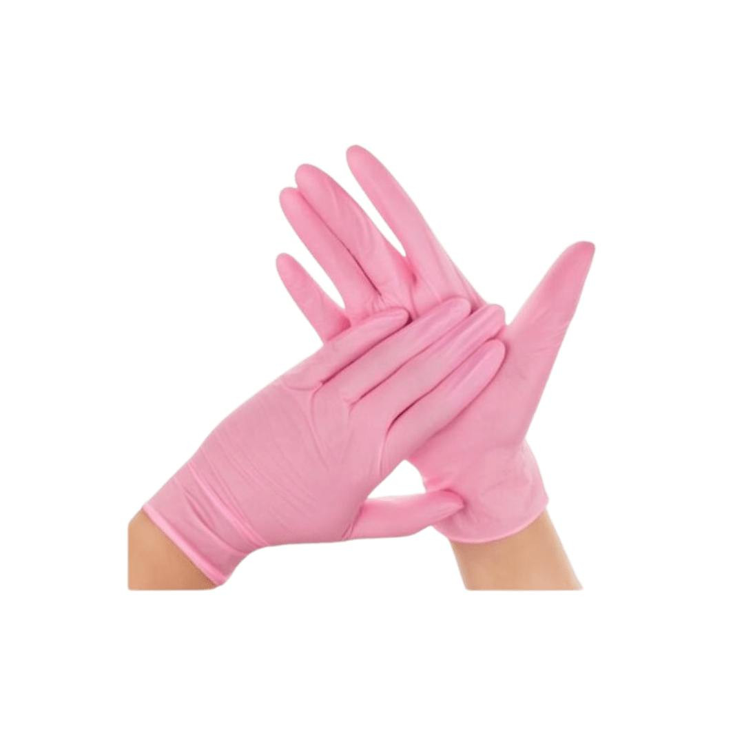 Luvas de nitrilo descartáveis sem pó rosa