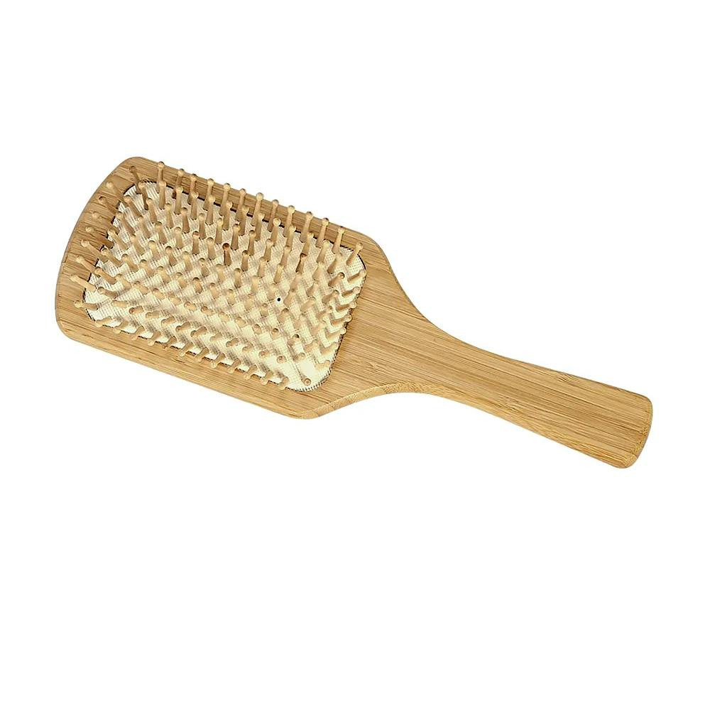Escova de cabelo pneumática bambu retangular larga