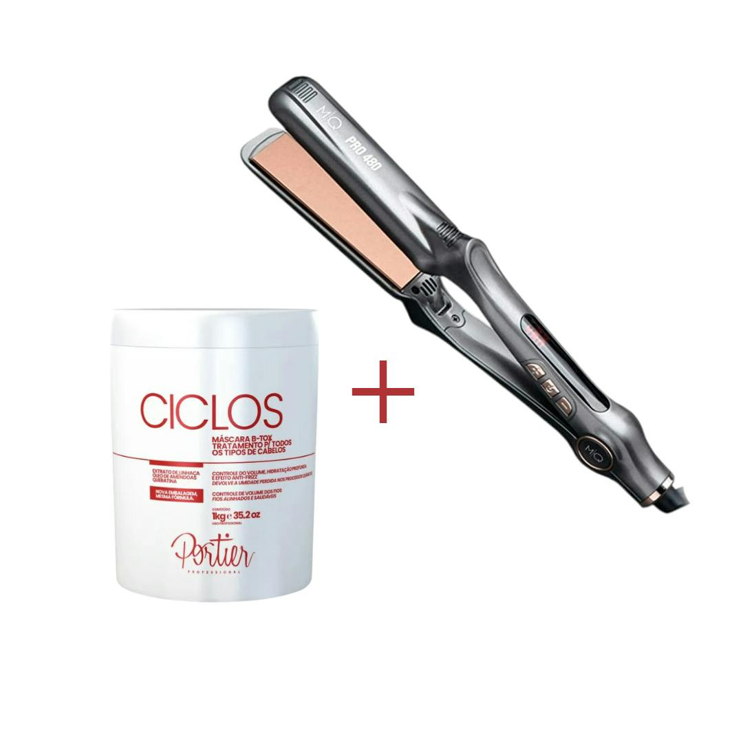 Kit B-tox Ciclos 1kg e Prancha de Titânio MQ PRO 480