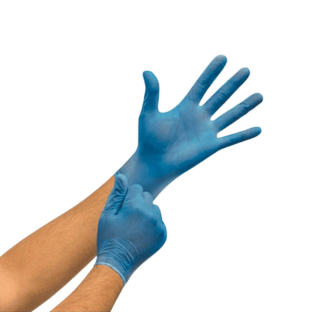 Luvas de nitrilo sem pó, azul, ambidextras, caixa 100 unidades