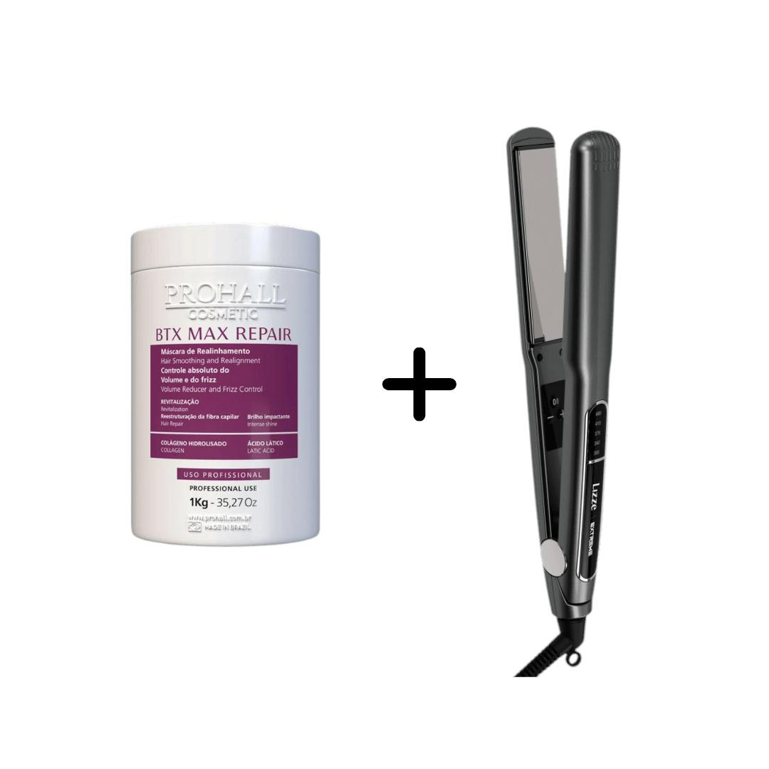 Prancha Lizze Extreme 250ºC e Kit BTX Max Repair - 44 W