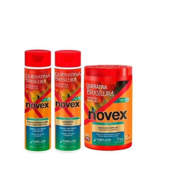 Kit Queratina Brasileira shampoo, condicionador e máscara