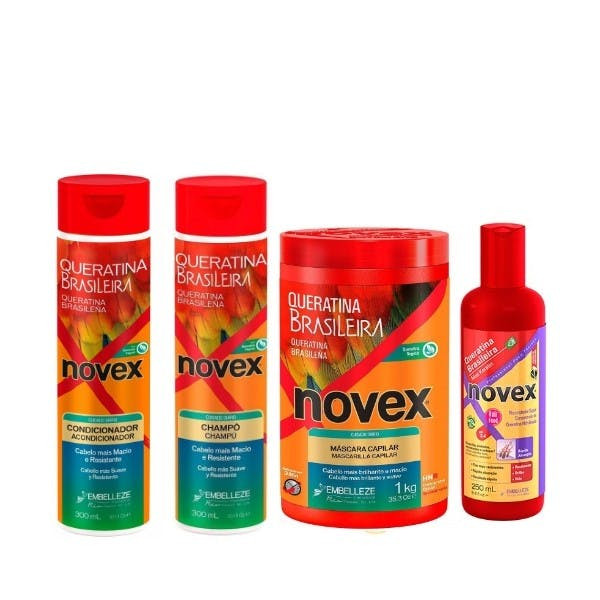 Kit Queratina Brasileira Shampoo, Condicionador, Máscara 1kg e Max Keratin