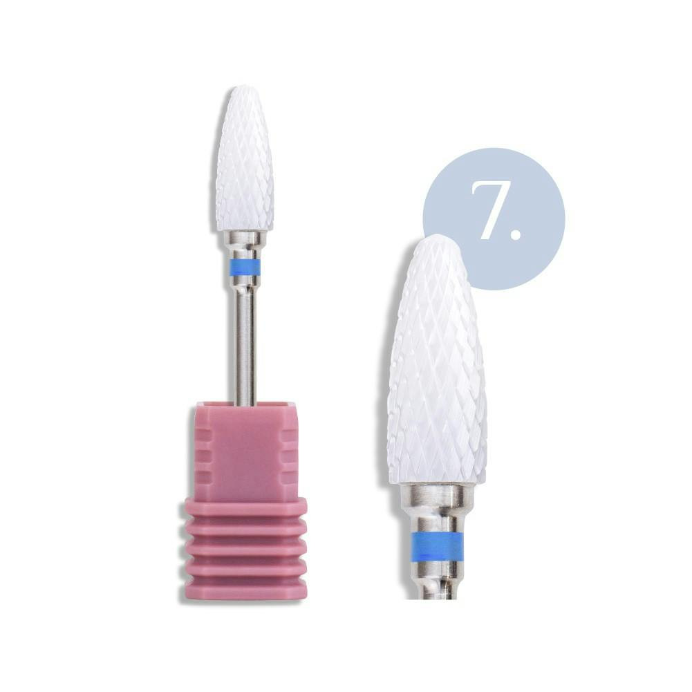 Broca oval cerâmica grão médio para manicure 6x15 mm nº 7
