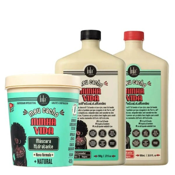 Shampoo, Condicionador e Máscara Hidratante Meu Cacho Minha Vida